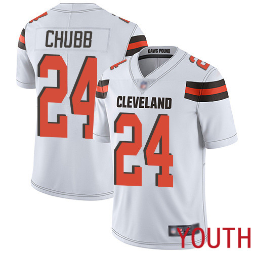 Cleveland Browns Nick Chubb Youth White Limited Jersey #24 NFL Football Road Vapor Untouchable->youth nfl jersey->Youth Jersey